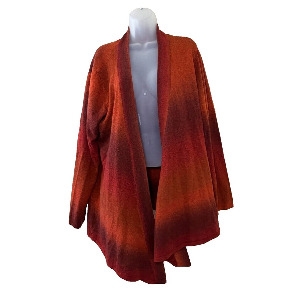 White Stag Womens Cardigan Sweater Rust Orange Brown Open Front Long Sleeve